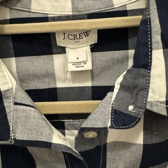 JCrew Navy & White Gingham Plaid Shirt Dress (Women’s Size 4) - Picture 5 of 6